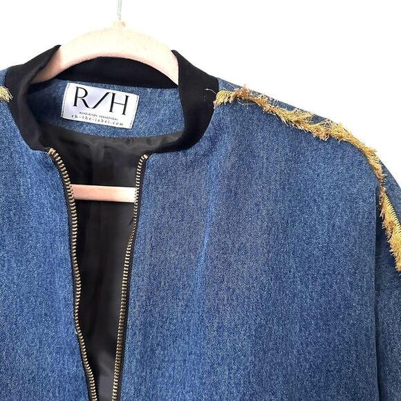 RH THE LABEL Denim Bomber Jacket NWOT Sz Small - Picture 3 of 4
